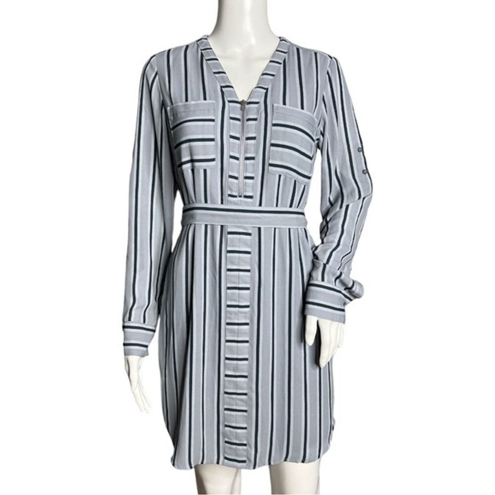 Express Dress Womens XS Blue Vertical Stripe Shirt Dress Office Career Casual